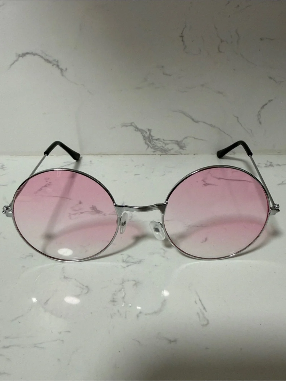 NEW Round Pink / Silver Gradient Round Lens Hippie Hippy Sunglasses